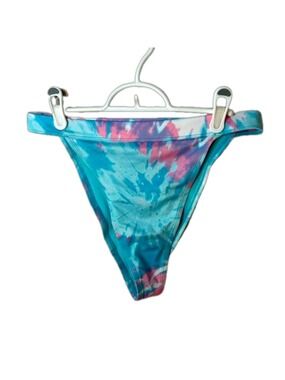 H&M lazy wave pink and blue tie-dye bikini bottoms NWOT size medium